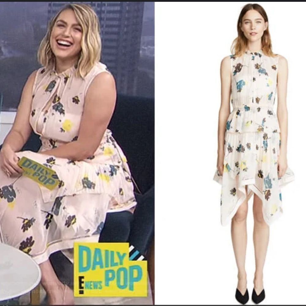 NWT Self-Portrait Asymmetric Graphic Floral-Print MIDI Dress Size 4